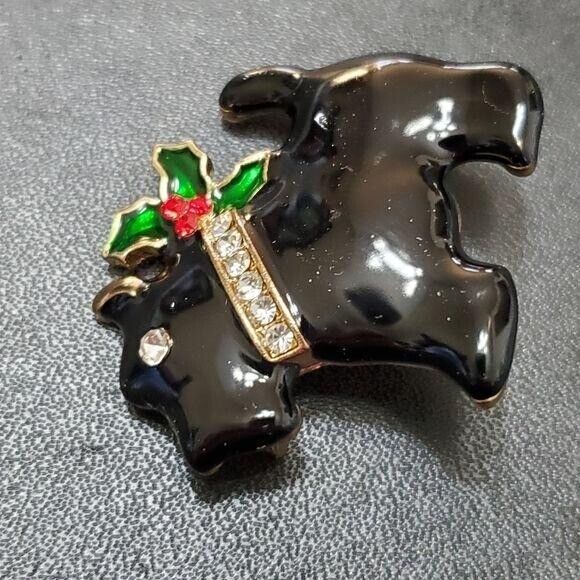 **Final Sale** Gold tone holiday puppy dog brooch - Picture 4 of 7